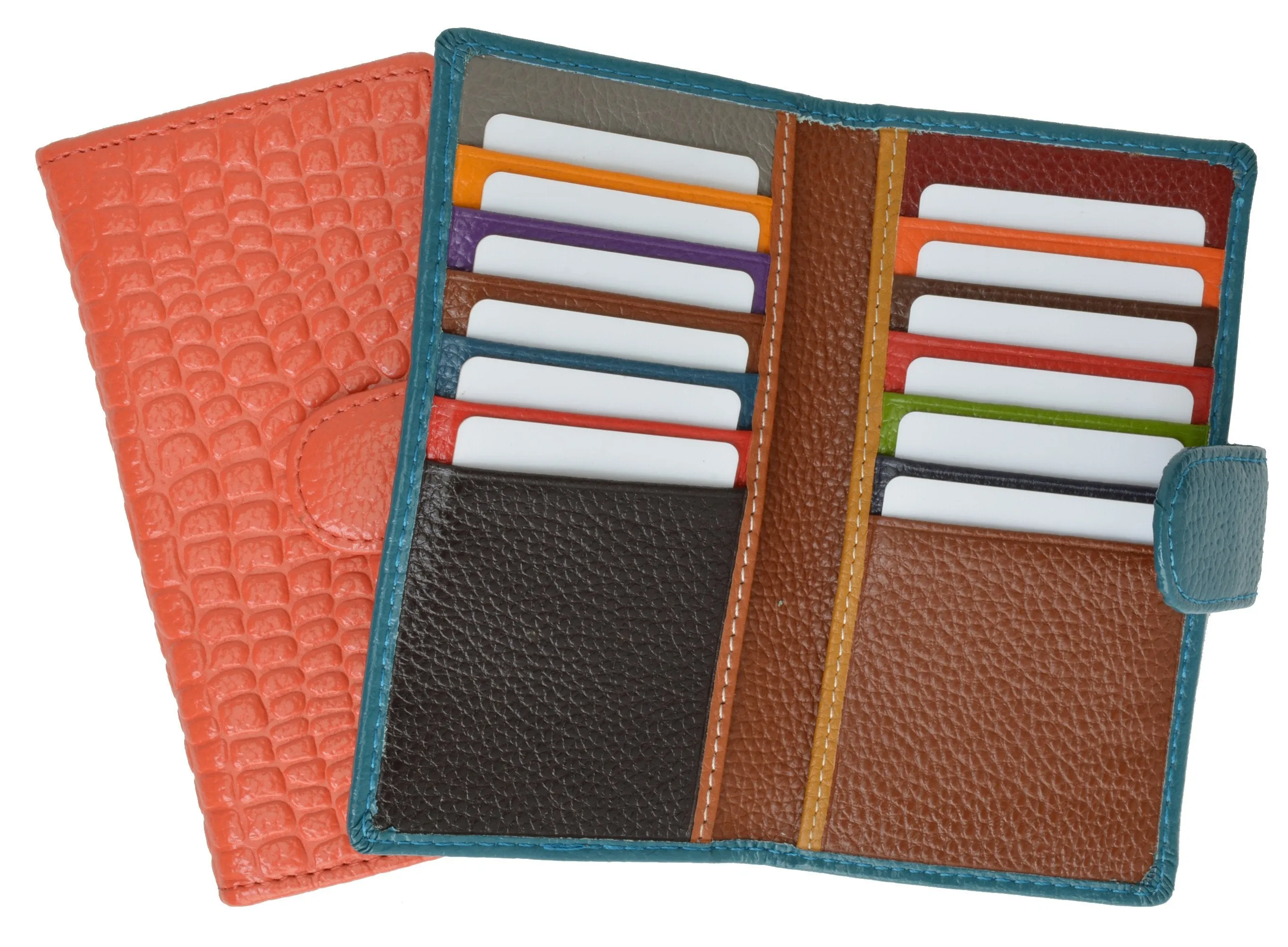 Croco Embossed Credit Card Holder with Snap 118 268