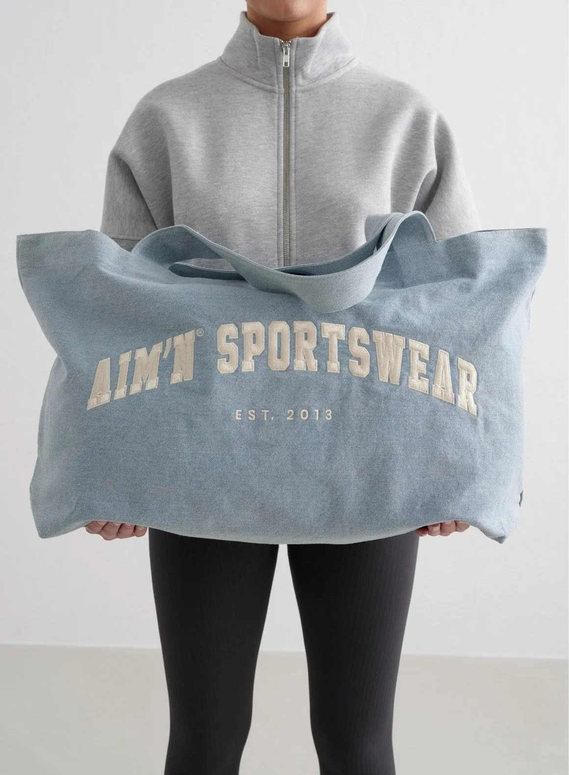Denim Varsity Tote Bag
