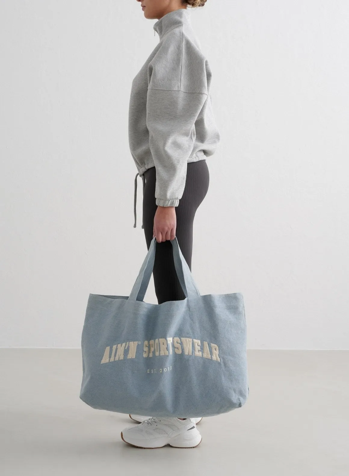 Denim Varsity Tote Bag