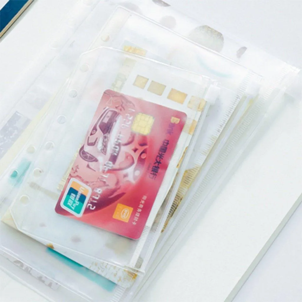 DIY six hole zipper bag PVC storage bag PP frosted A5 A6  NP-020017
