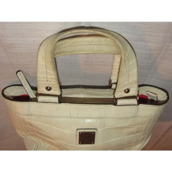 Dooney And Bourke Off White Crocodile Embossed Leather Satchel Tote