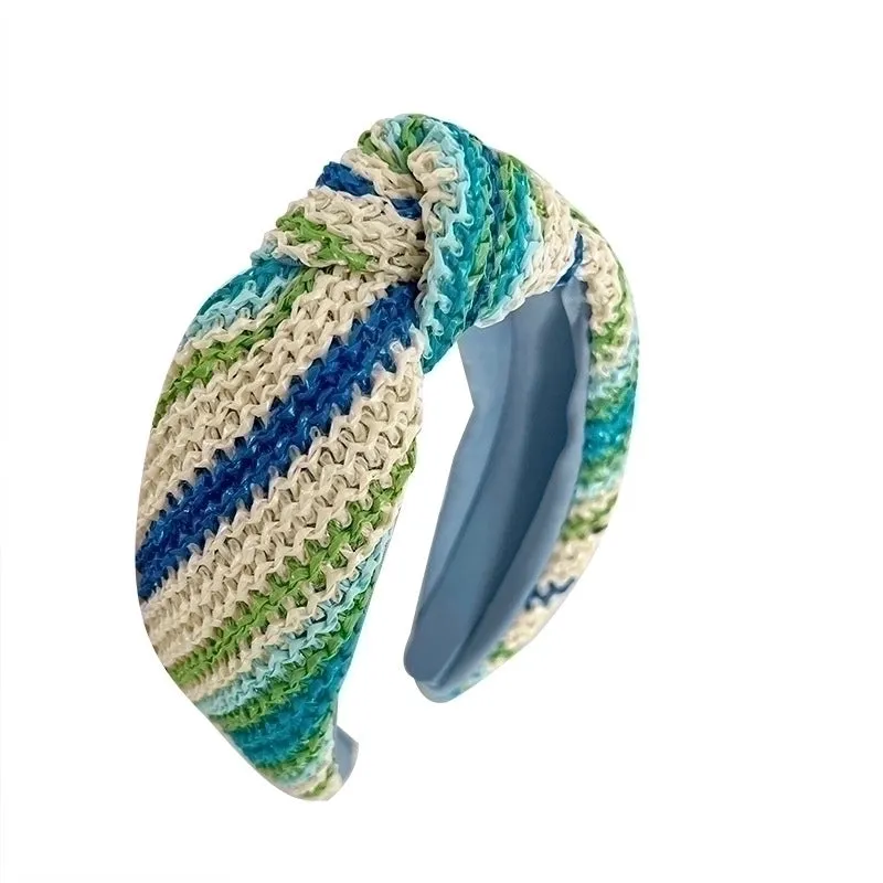 Elegant Lady Sweet Color Block Straw Hair Band