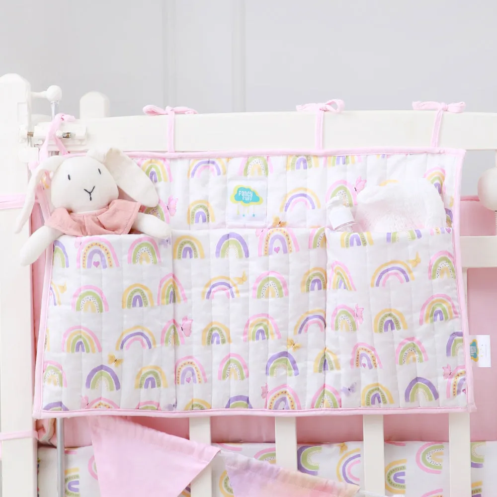 Fancy Fluff Organic Crib Organiser- Rainbow Dreams