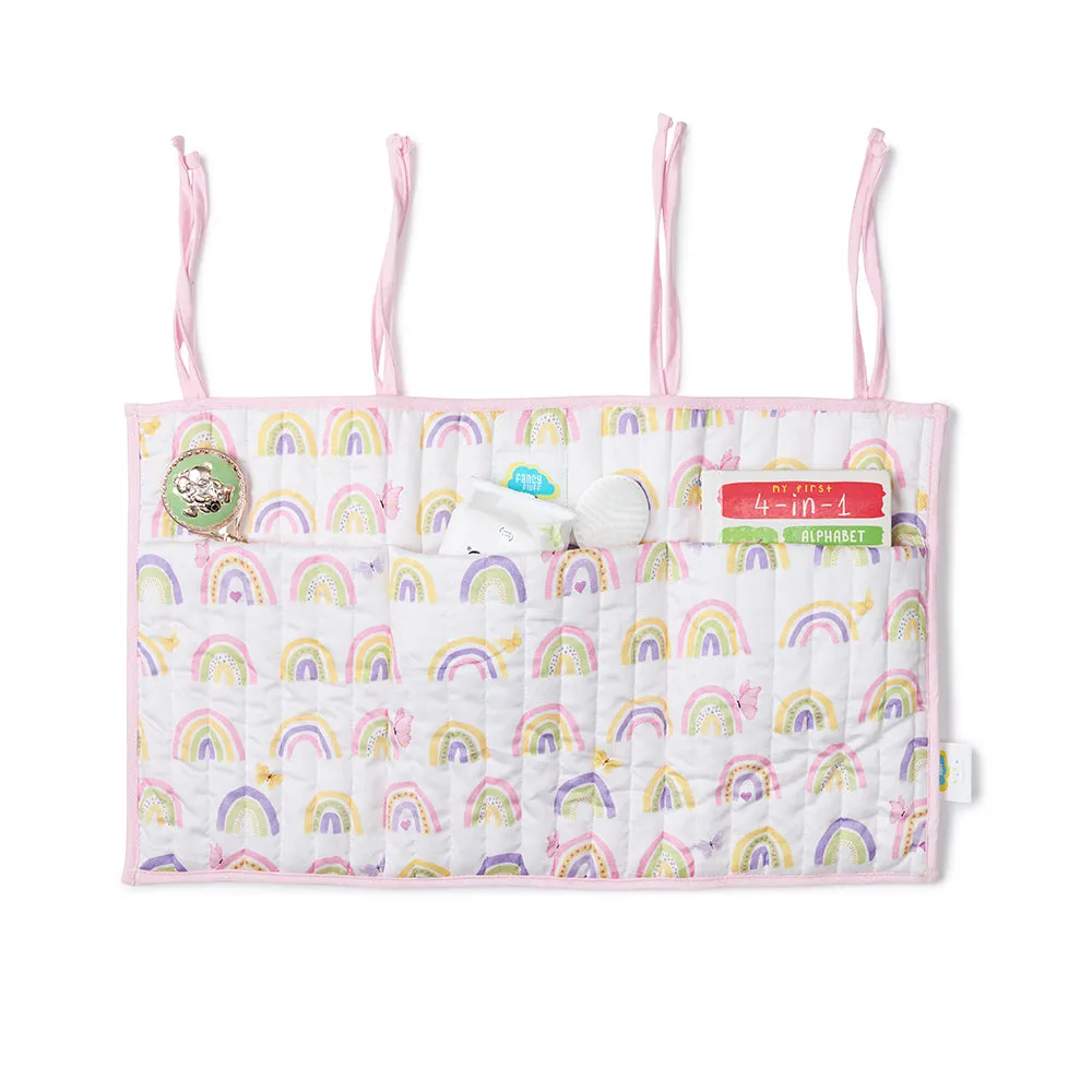 Fancy Fluff Organic Crib Organiser- Rainbow Dreams