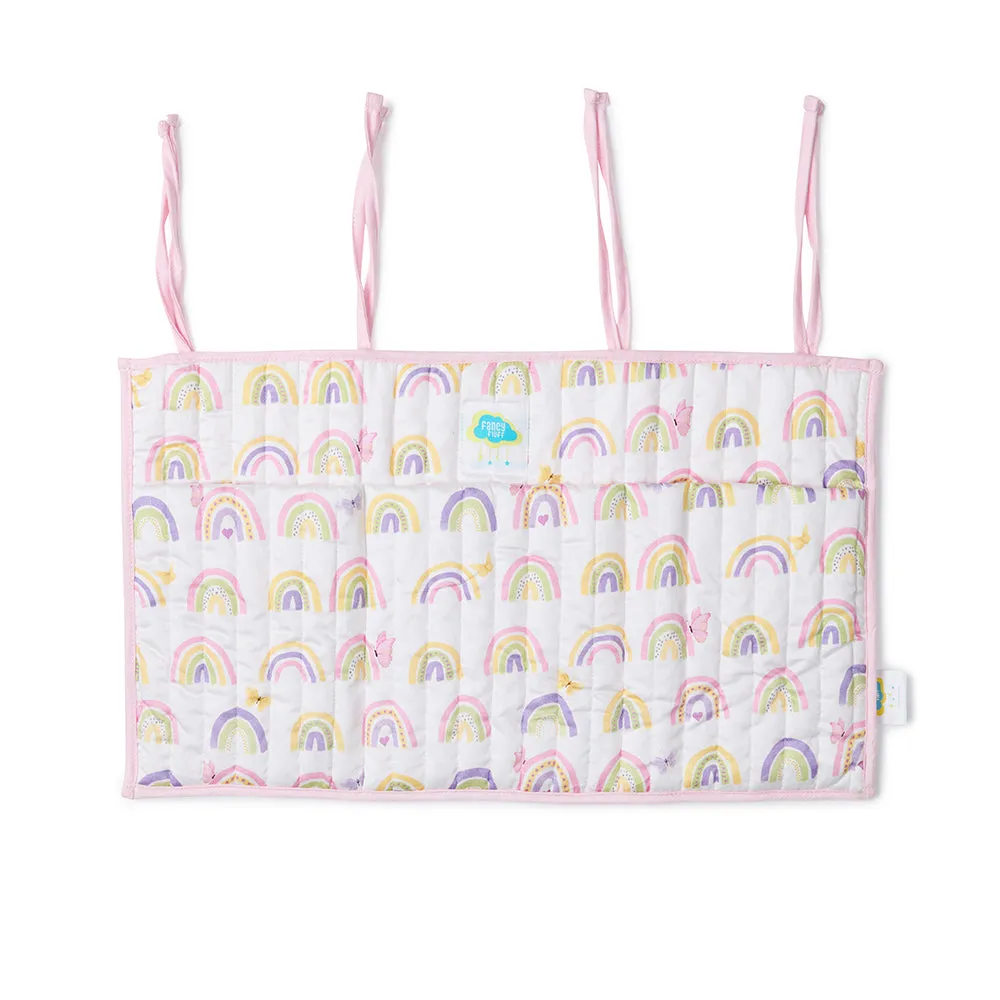 Fancy Fluff Organic Crib Organiser- Rainbow Dreams