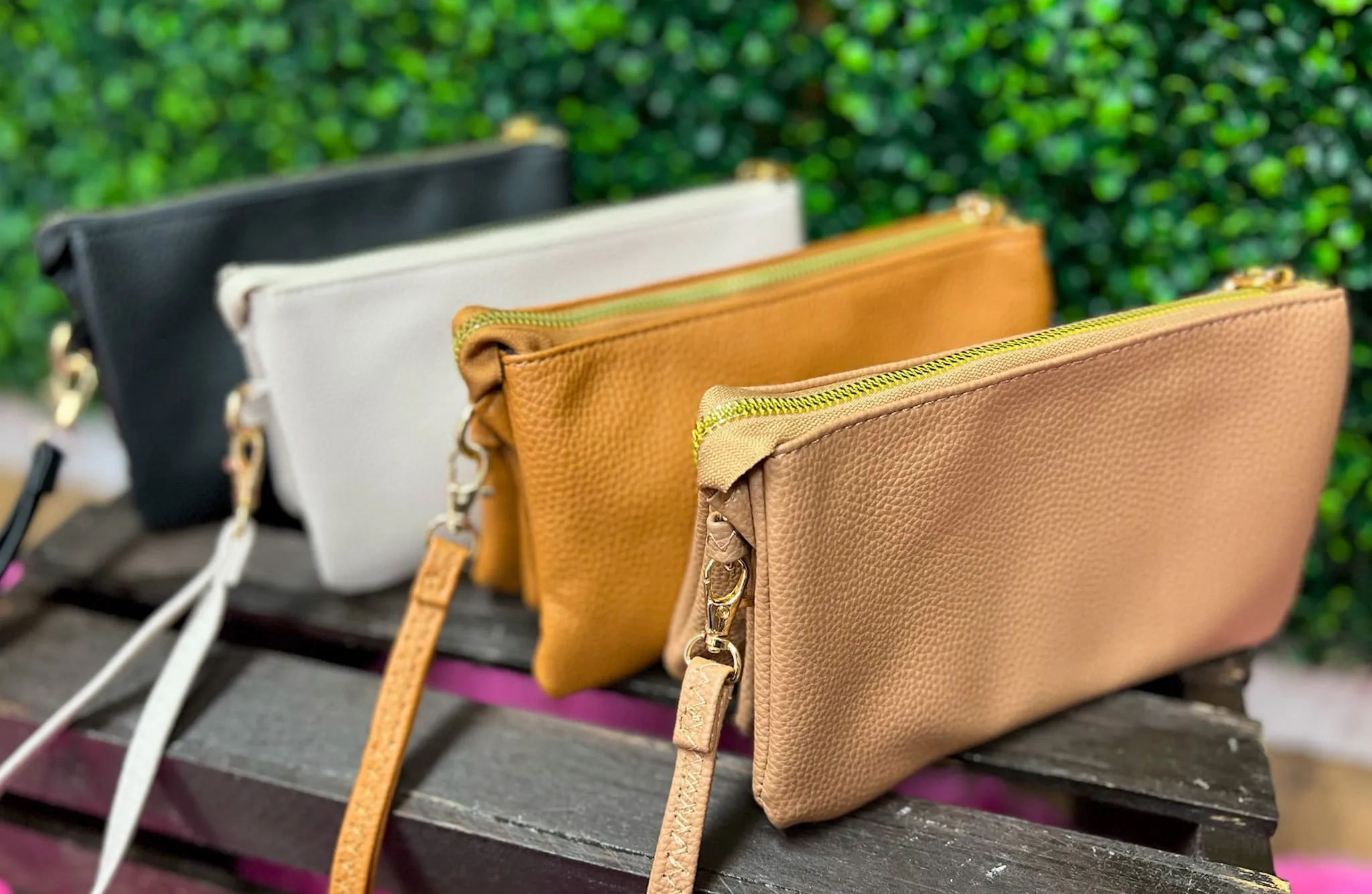 Faux Leather Crossbody Purse w/Long Strap