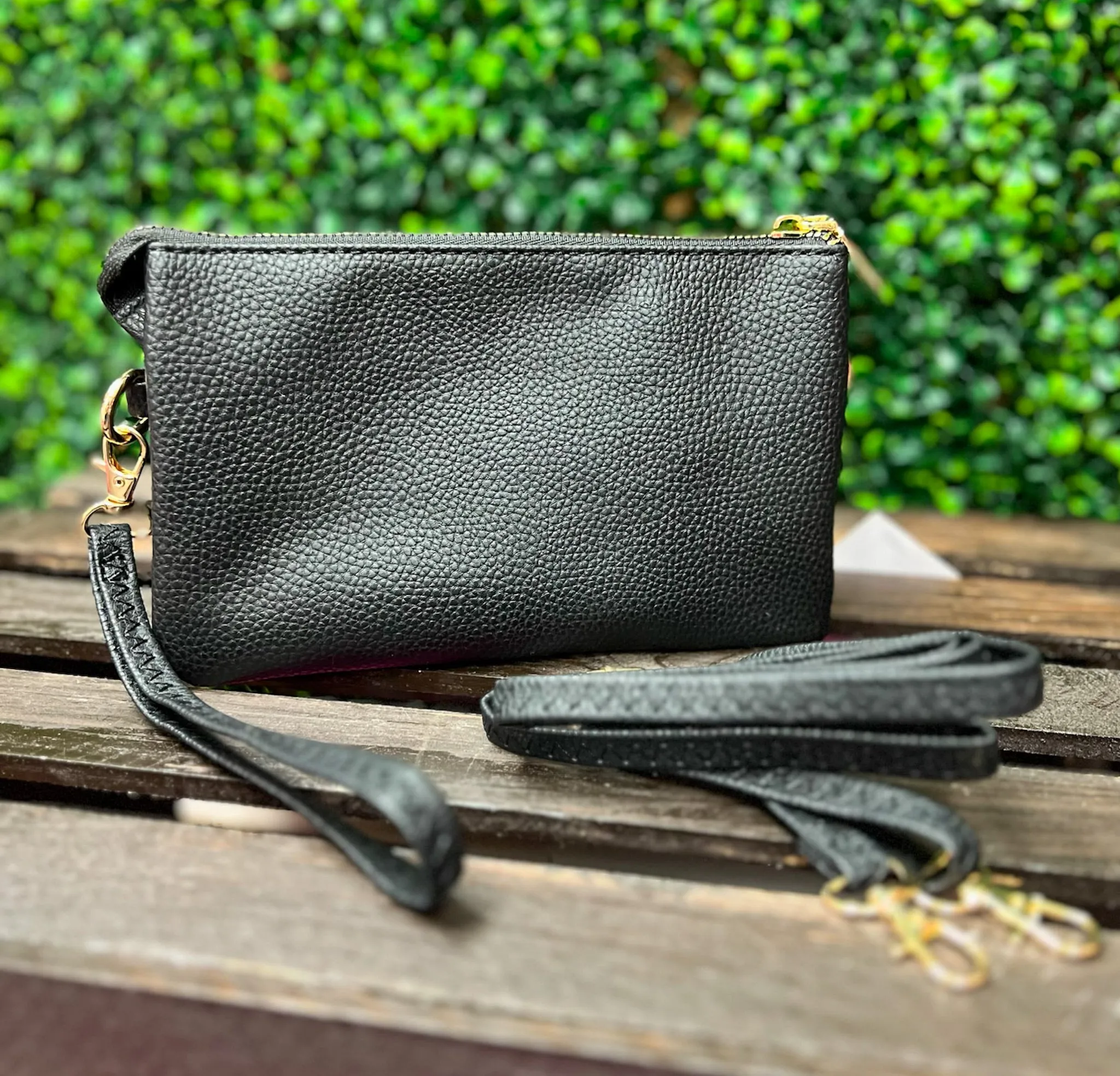 Faux Leather Crossbody Purse w/Long Strap