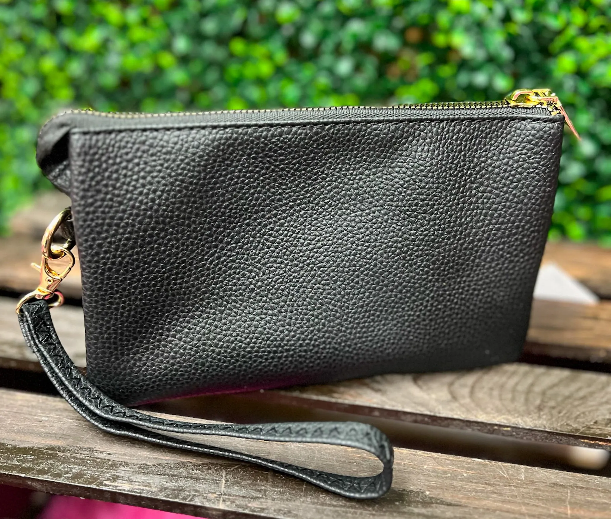 Faux Leather Crossbody Purse w/Long Strap