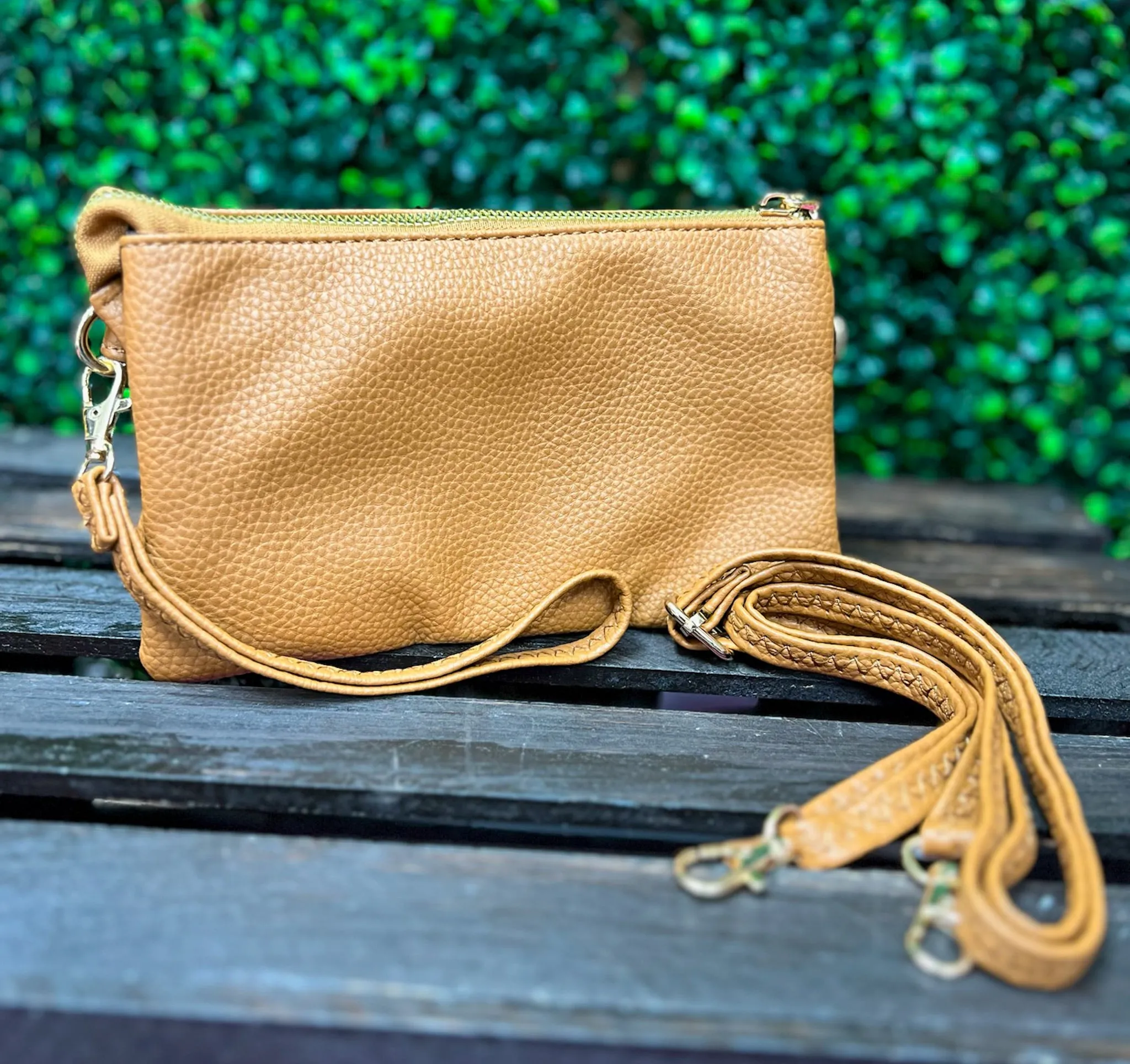 Faux Leather Crossbody Purse w/Long Strap