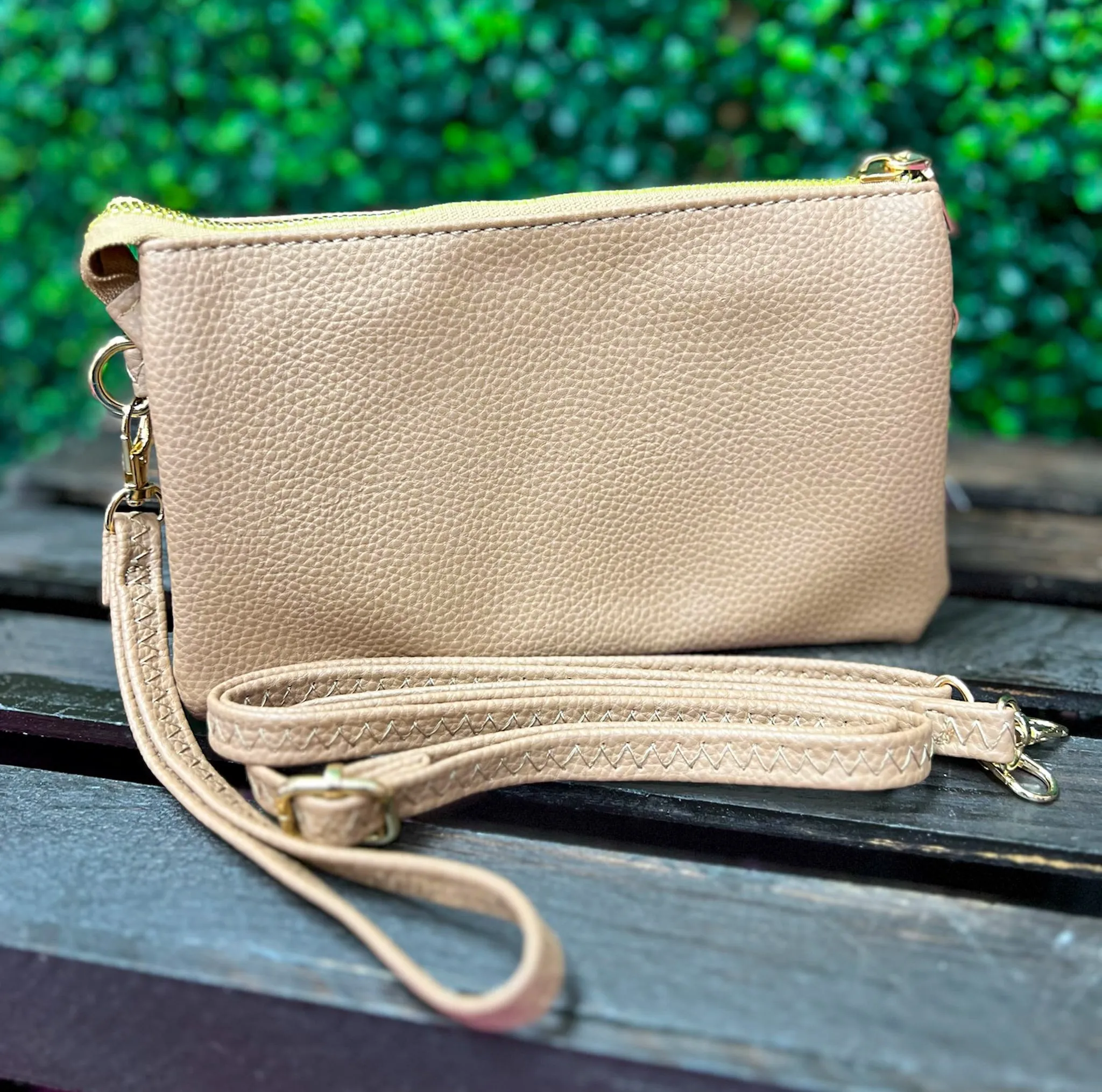 Faux Leather Crossbody Purse w/Long Strap