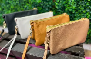 Faux Leather Crossbody Purse w/Long Strap