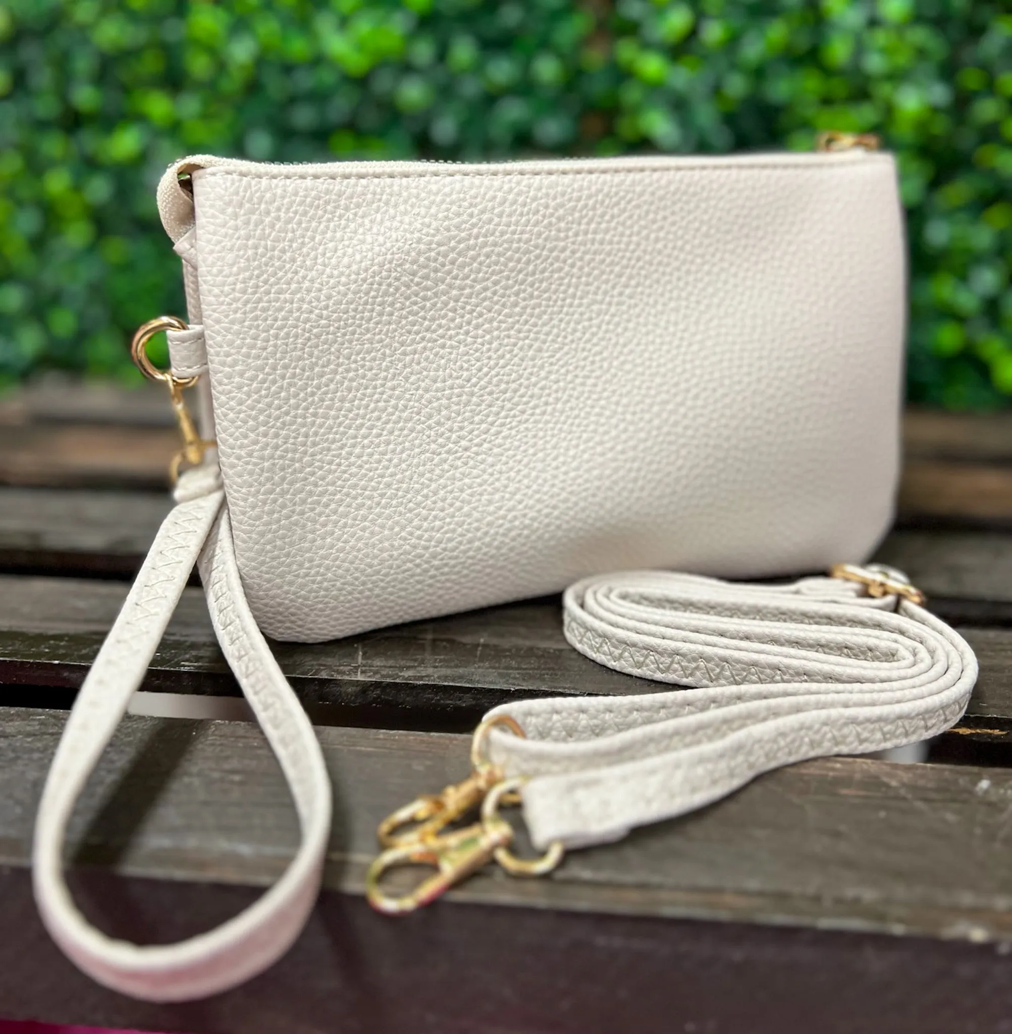 Faux Leather Crossbody Purse w/Long Strap