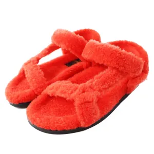 FENDI Sandals 8X8229 Sheep Fur Mouton Red type 37