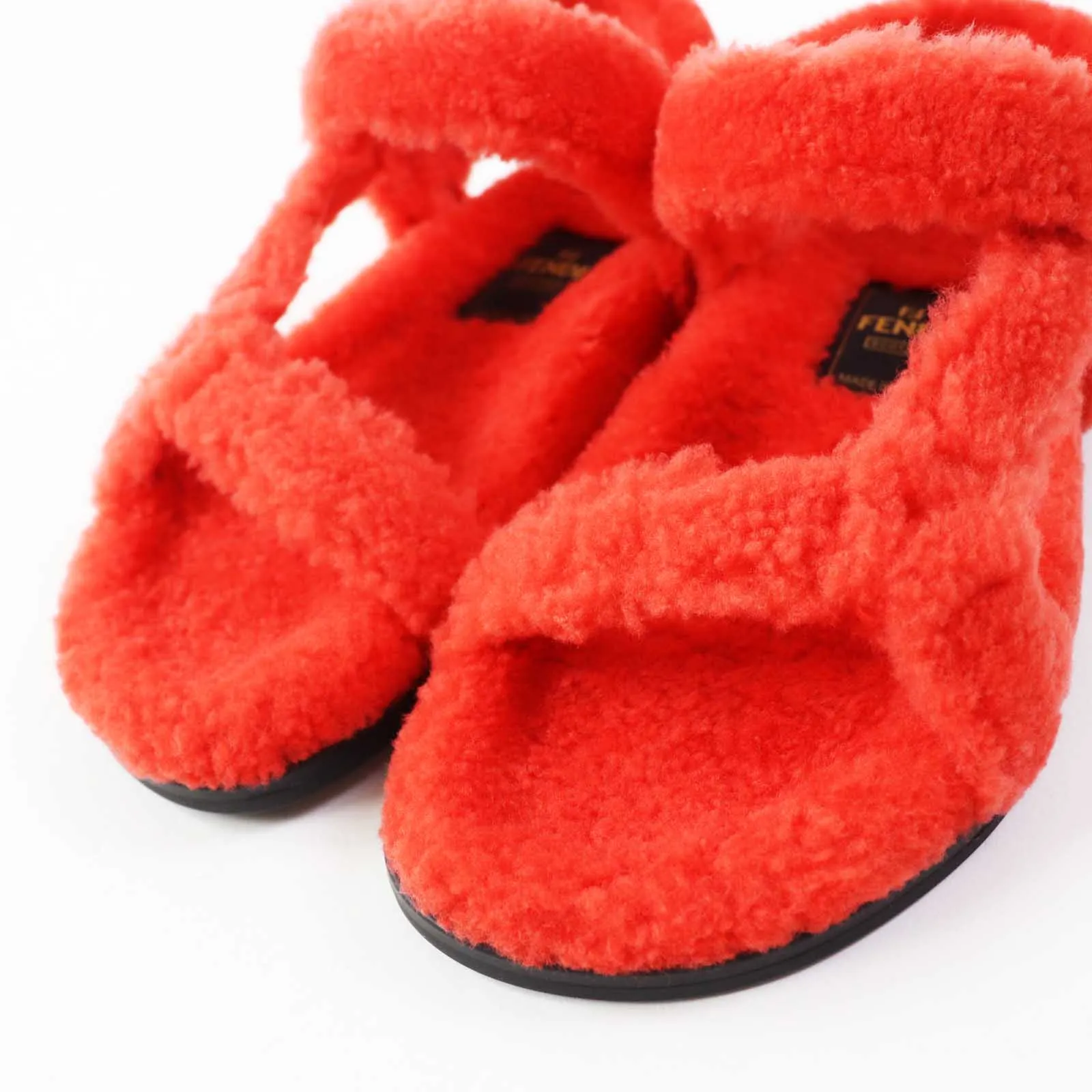 FENDI Sandals 8X8229 Sheep Fur Mouton Red type 37