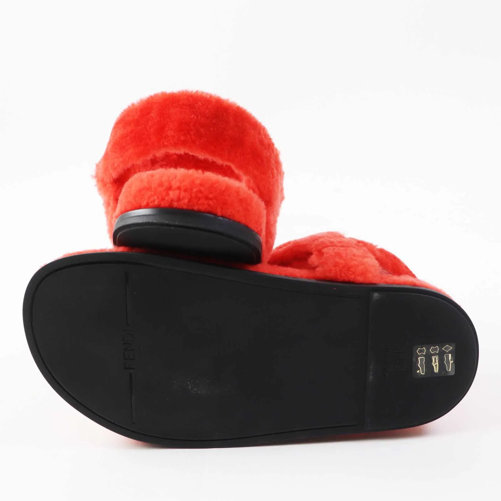 FENDI Sandals 8X8229 Sheep Fur Mouton Red type 37