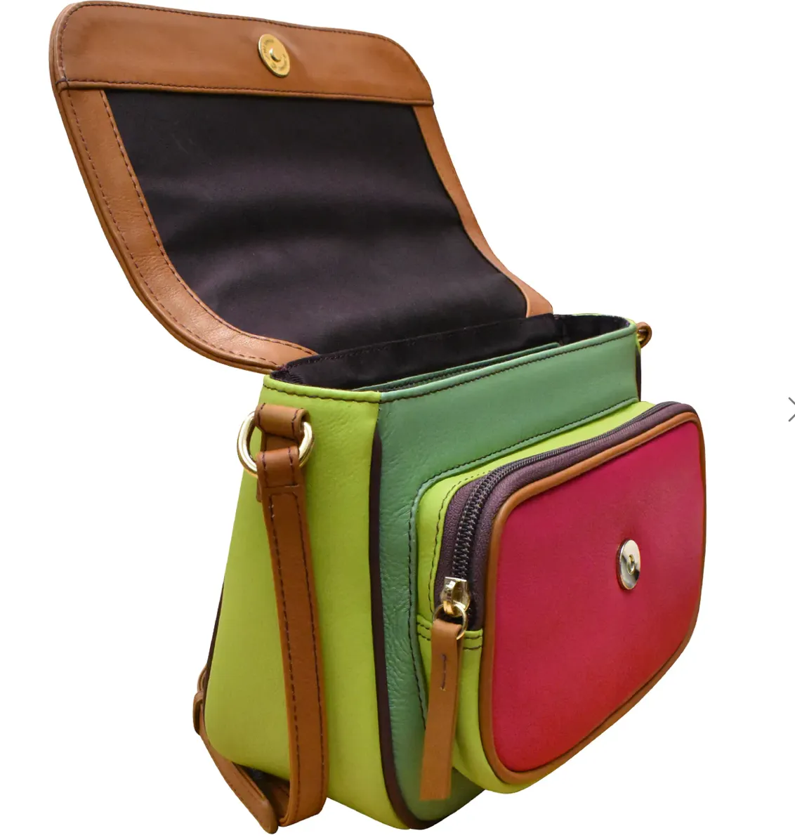 Flap Pocket Crossbody Bag - Sage Multi