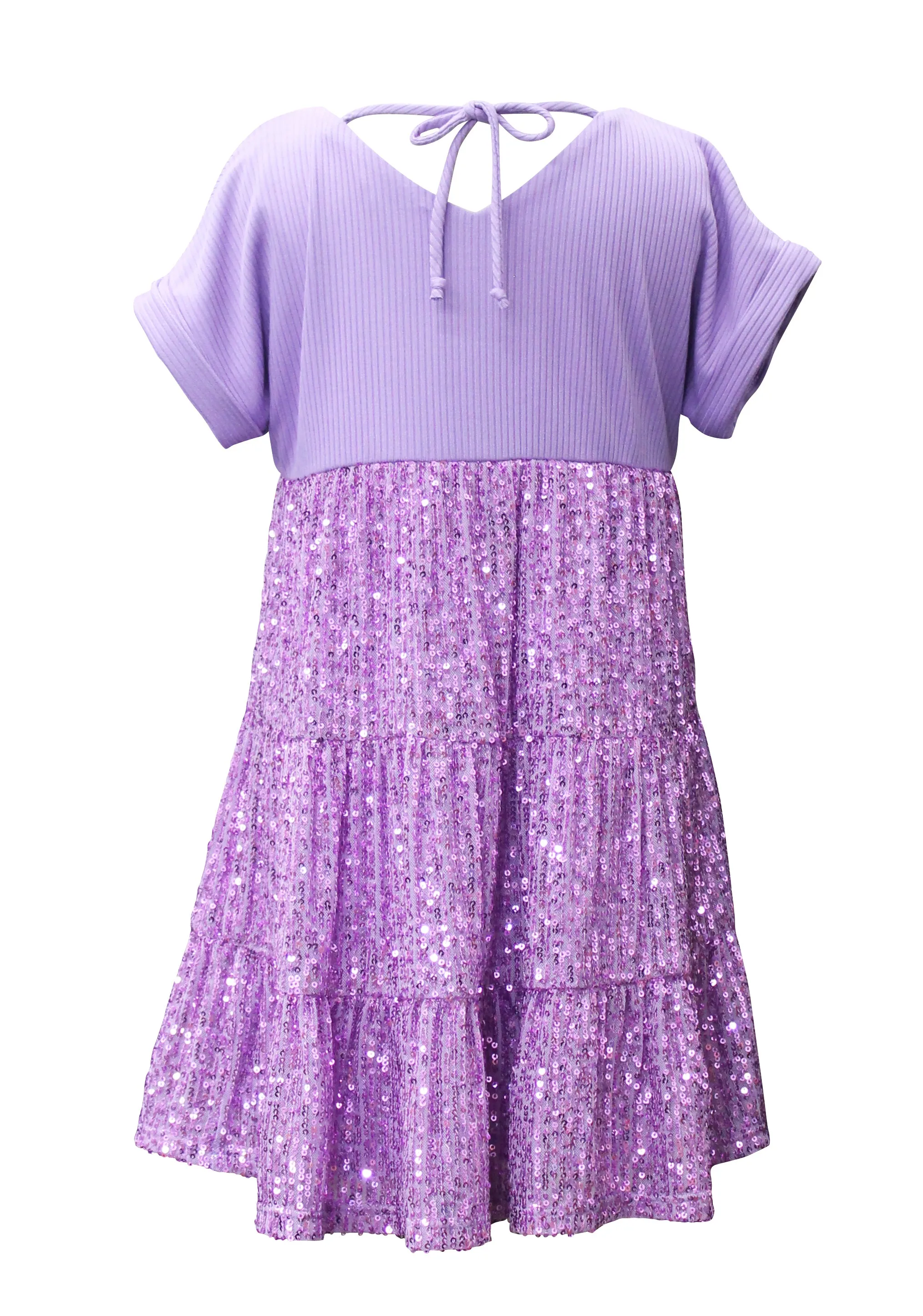 Girls Sequin Tiered Skirt Dress