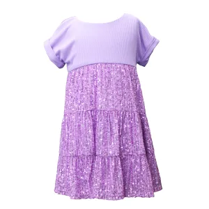 Girls Sequin Tiered Skirt Dress