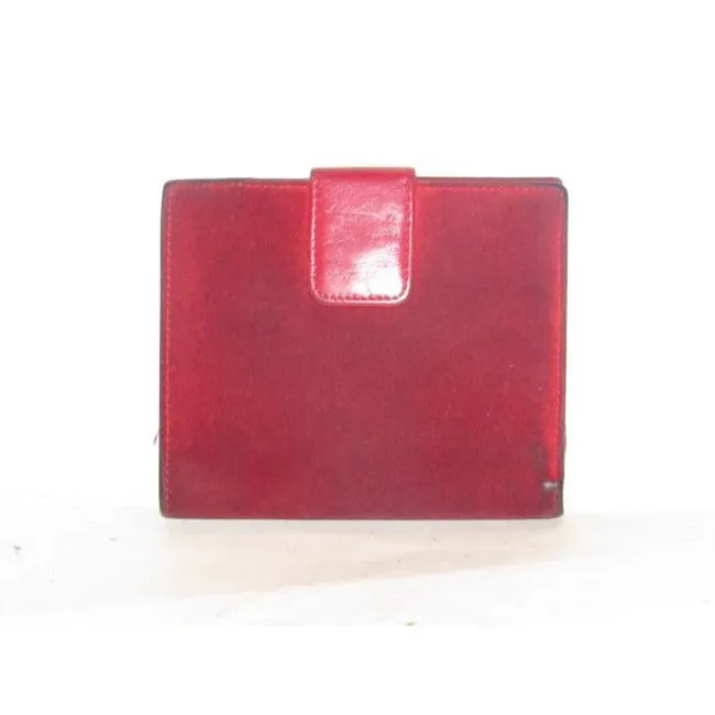 Gucci Red Suede And Leather With Gold Horse Bit Accent Vintage Wallet