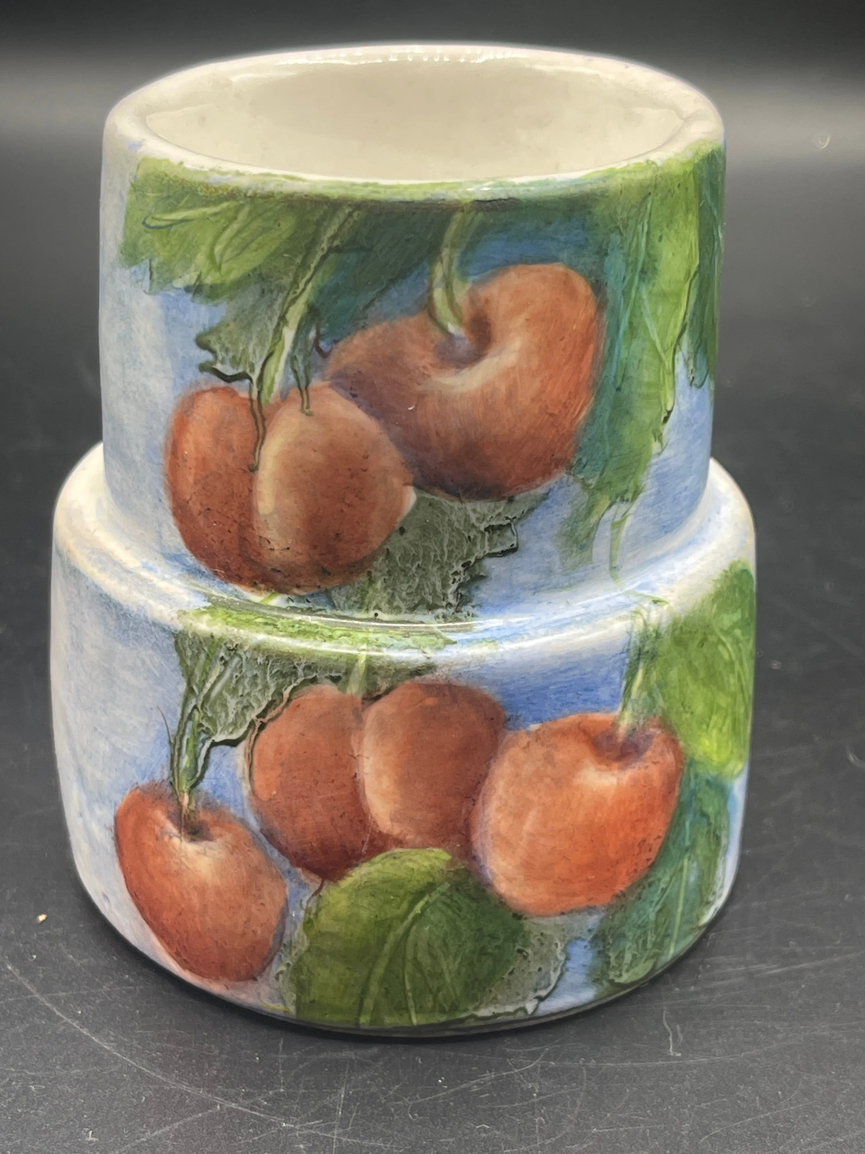 Hand Painted Candle Holder with Cherries