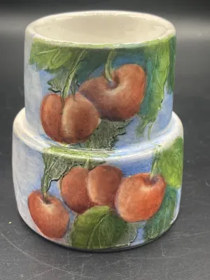 Hand Painted Candle Holder with Cherries