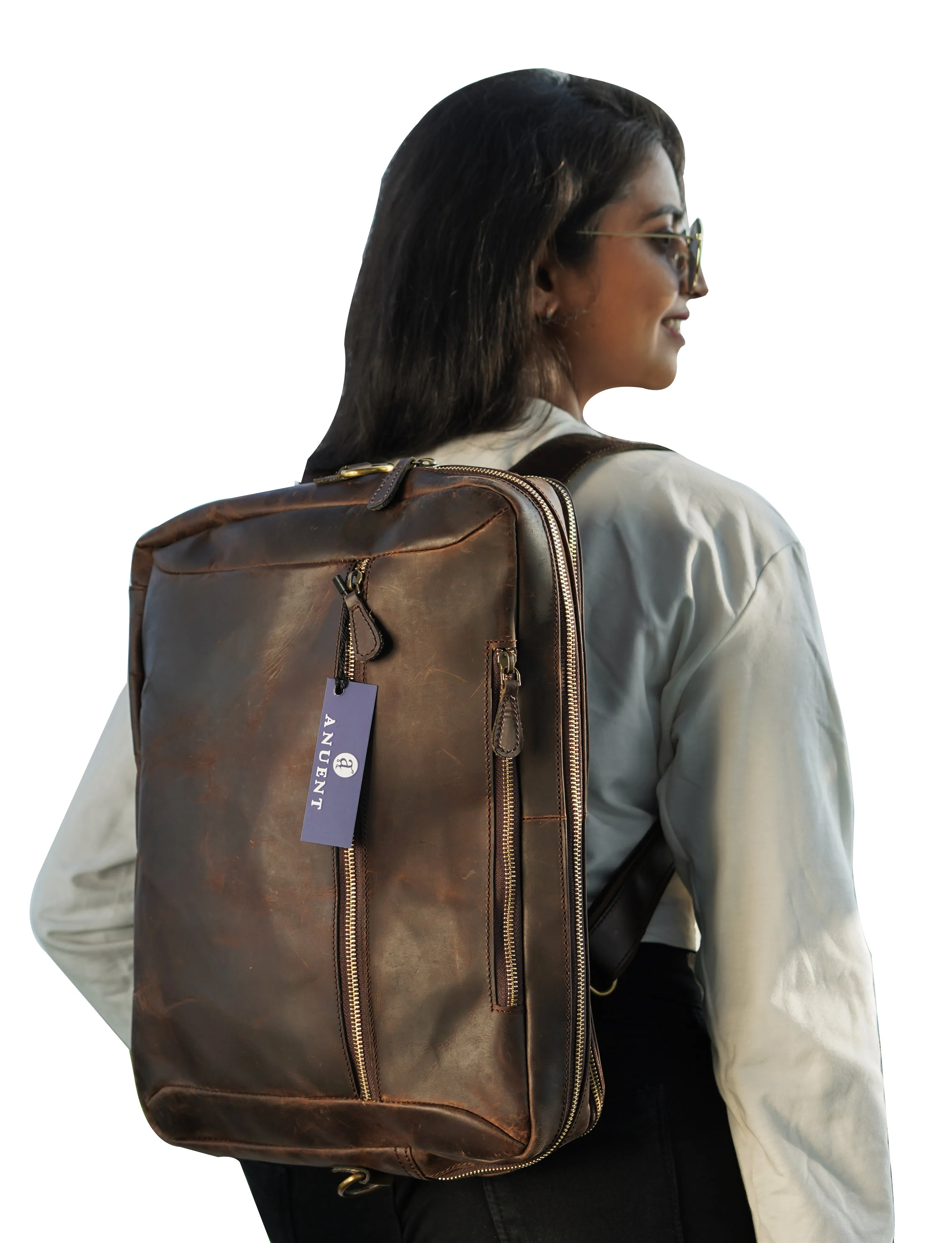Handmade Buffalo Leather Convertible Backpack.
