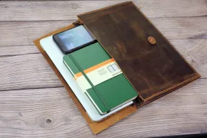 Handmade leather macbook sleeve case for 2024 macbook pro 13 15
