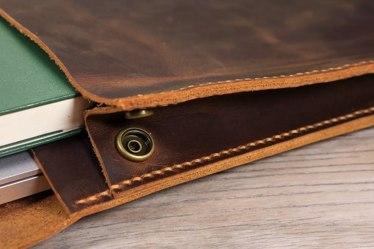 Handmade leather macbook sleeve case for 2024 macbook pro 13 15