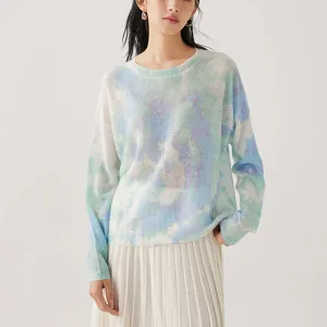 Hit Color Loose Knitting Sweaters For Women Round Neck Long Sleeves Pullover Temperament Sweater Female Fashion