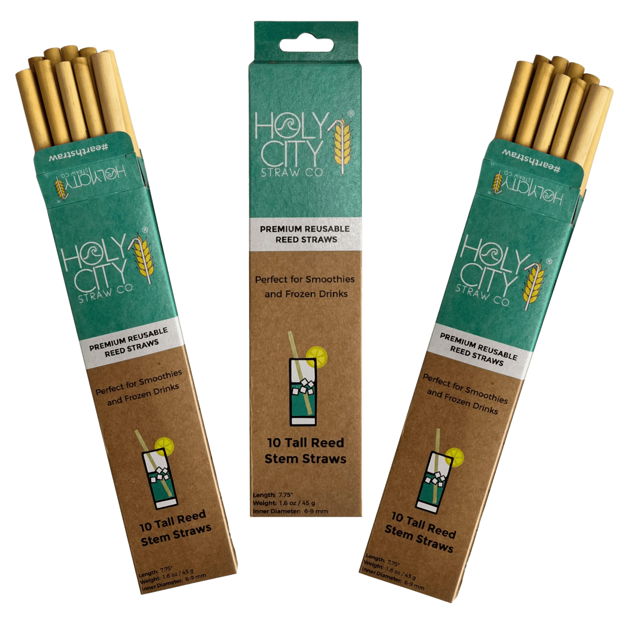 Holy City Straw Tall Reusable Reed Straw Bundle - 3 Pack