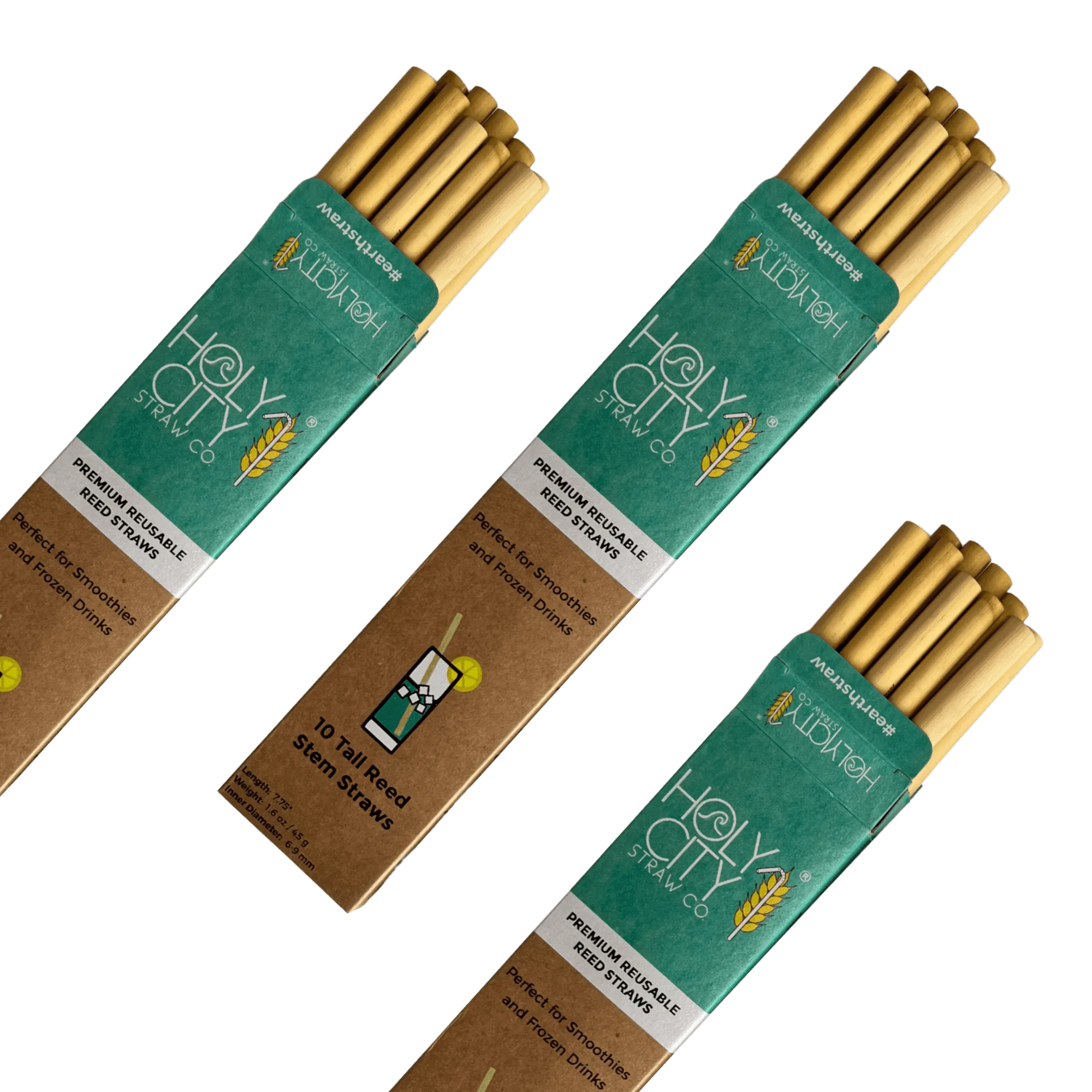 Holy City Straw Tall Reusable Reed Straw Bundle - 3 Pack