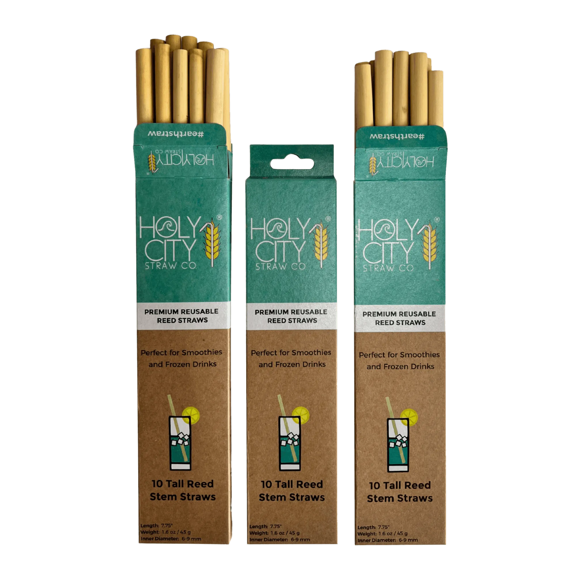 Holy City Straw Tall Reusable Reed Straw Bundle - 3 Pack