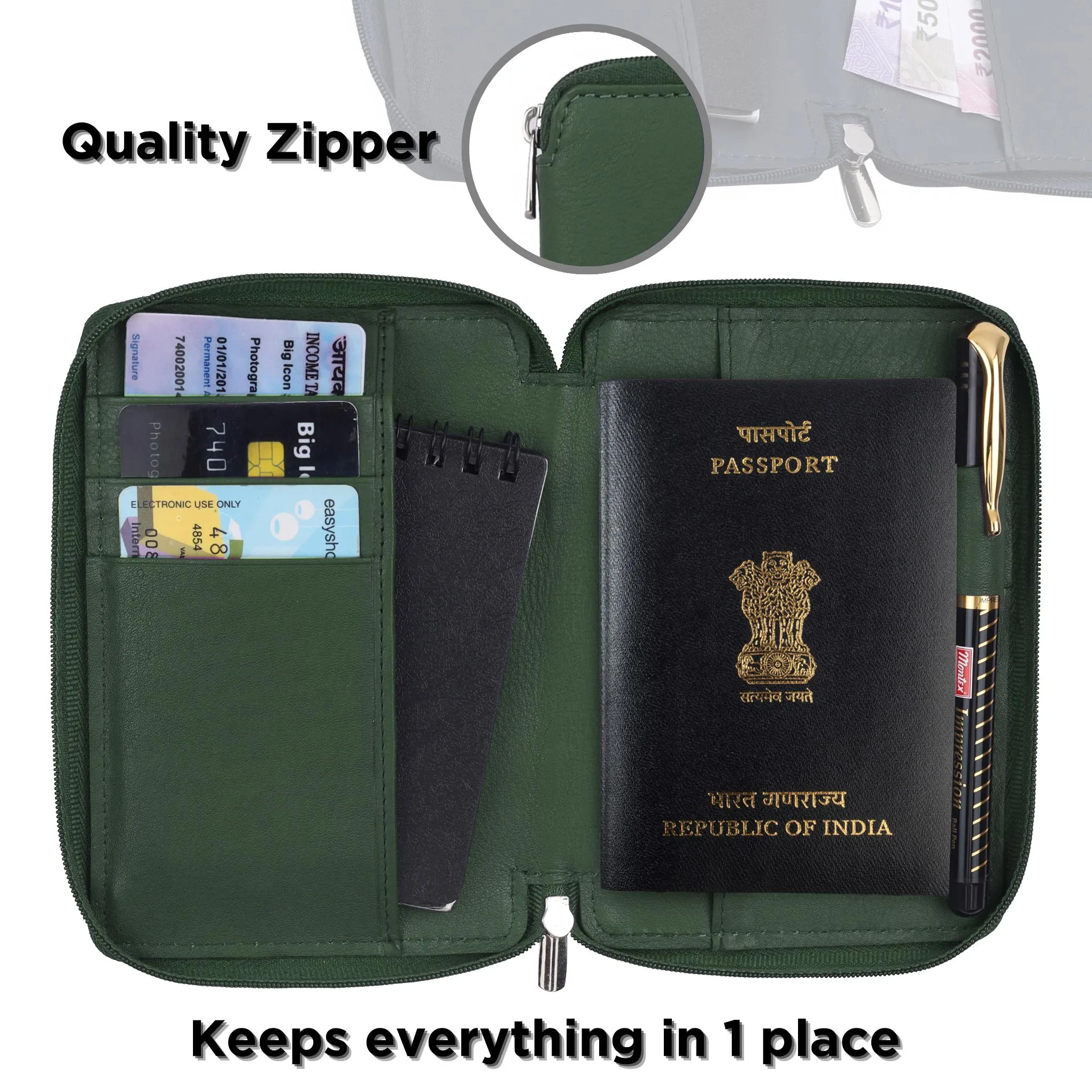 HUDSON RFID Protected Maroon Leather Passport Holder for Men & Women