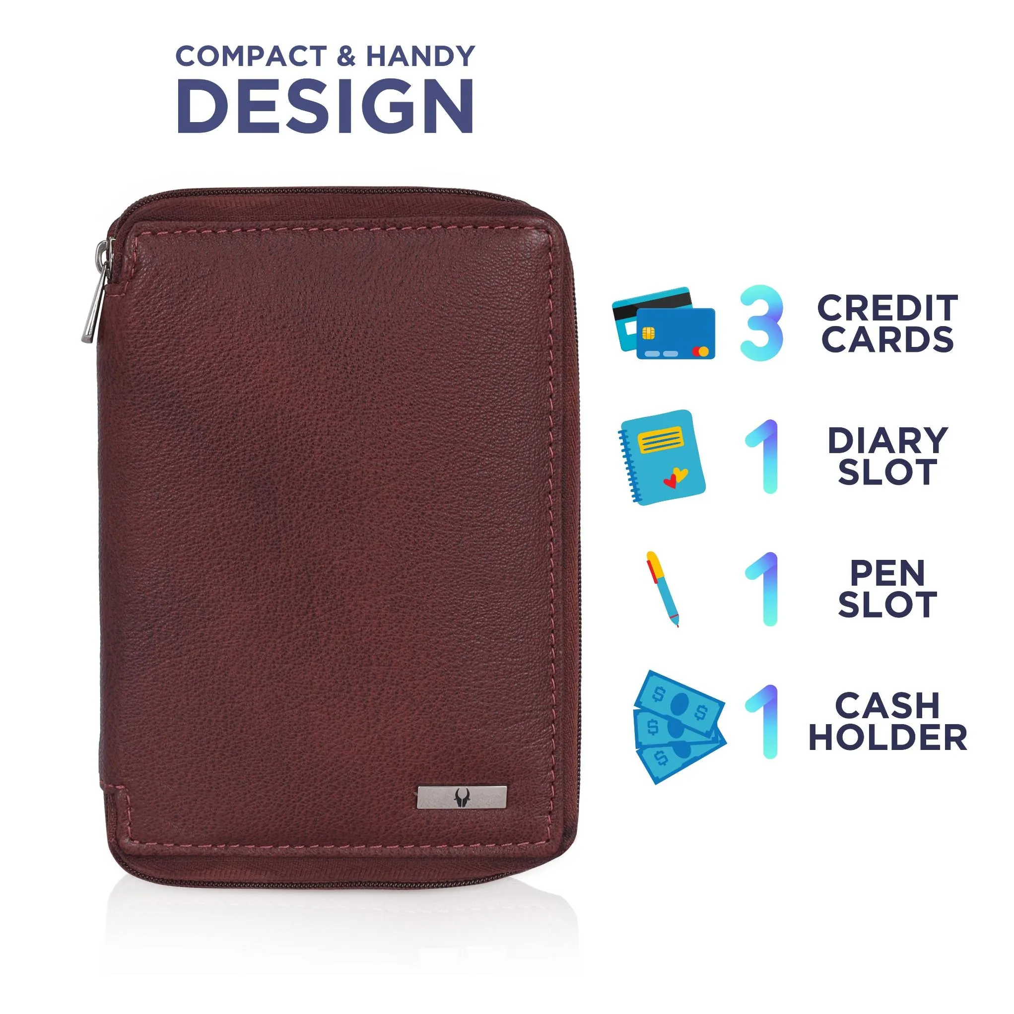 HUDSON RFID Protected Maroon Leather Passport Holder for Men & Women