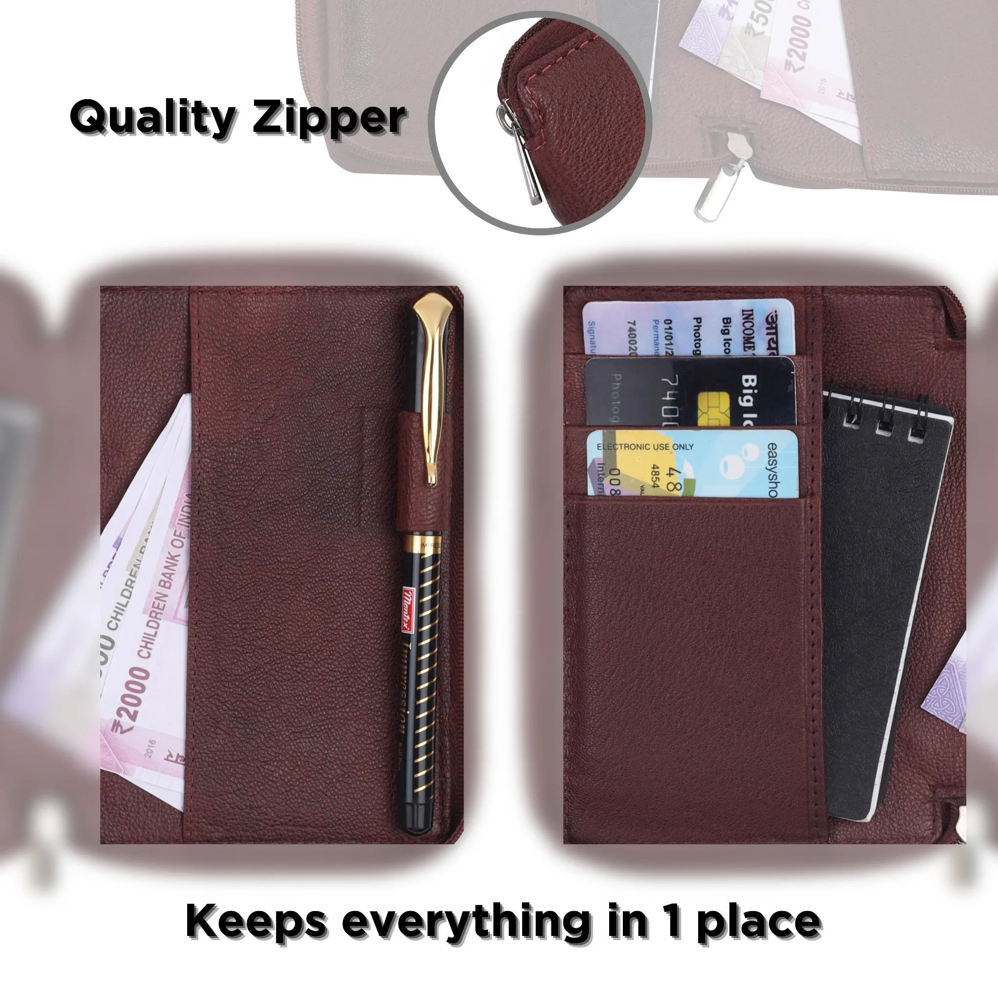 HUDSON RFID Protected Maroon Leather Passport Holder for Men & Women