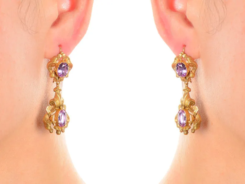 Inspired Georgian Pink Topaz Earrings