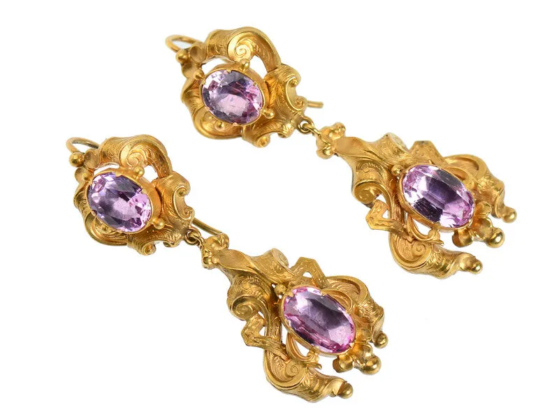 Inspired Georgian Pink Topaz Earrings