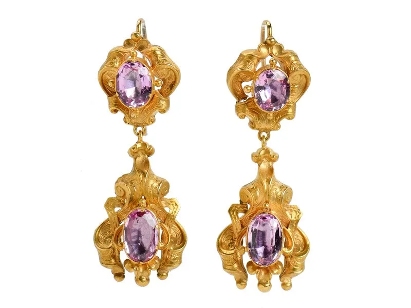 Inspired Georgian Pink Topaz Earrings