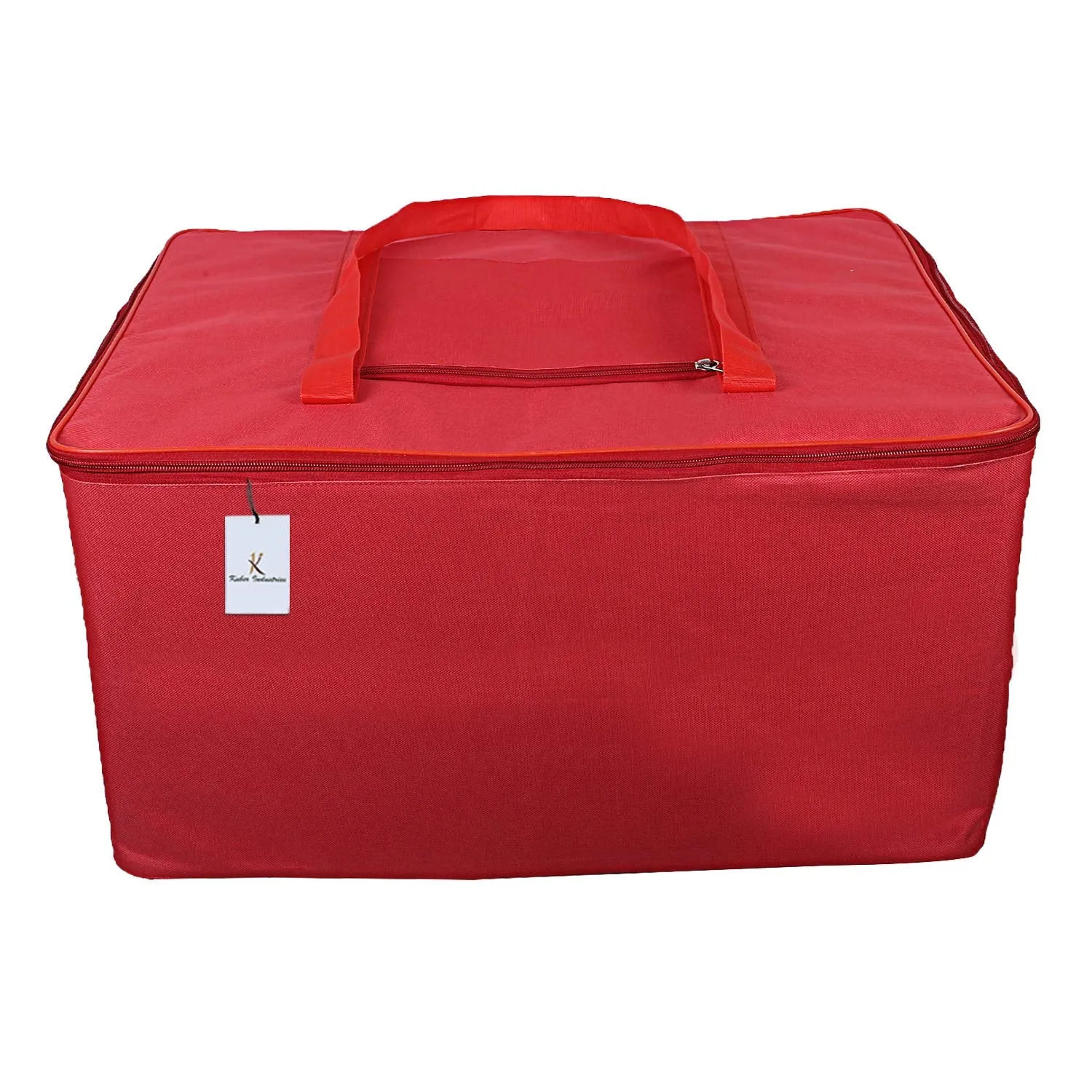 Kuber Industries Rexine 3 Pcs Jumbo Underbed Moisture Proof Storage Bag with Zipper Closure and Handle (Red) -CTKTC6325