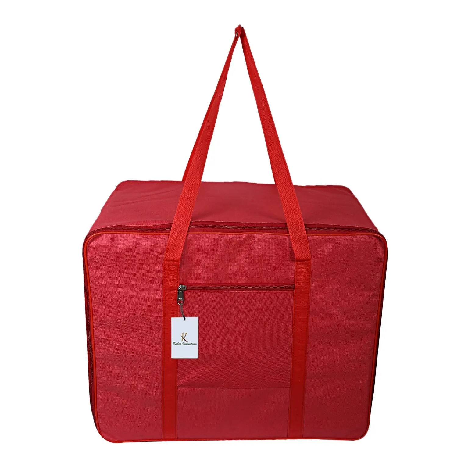 Kuber Industries Rexine 3 Pcs Jumbo Underbed Moisture Proof Storage Bag with Zipper Closure and Handle (Red) -CTKTC6325