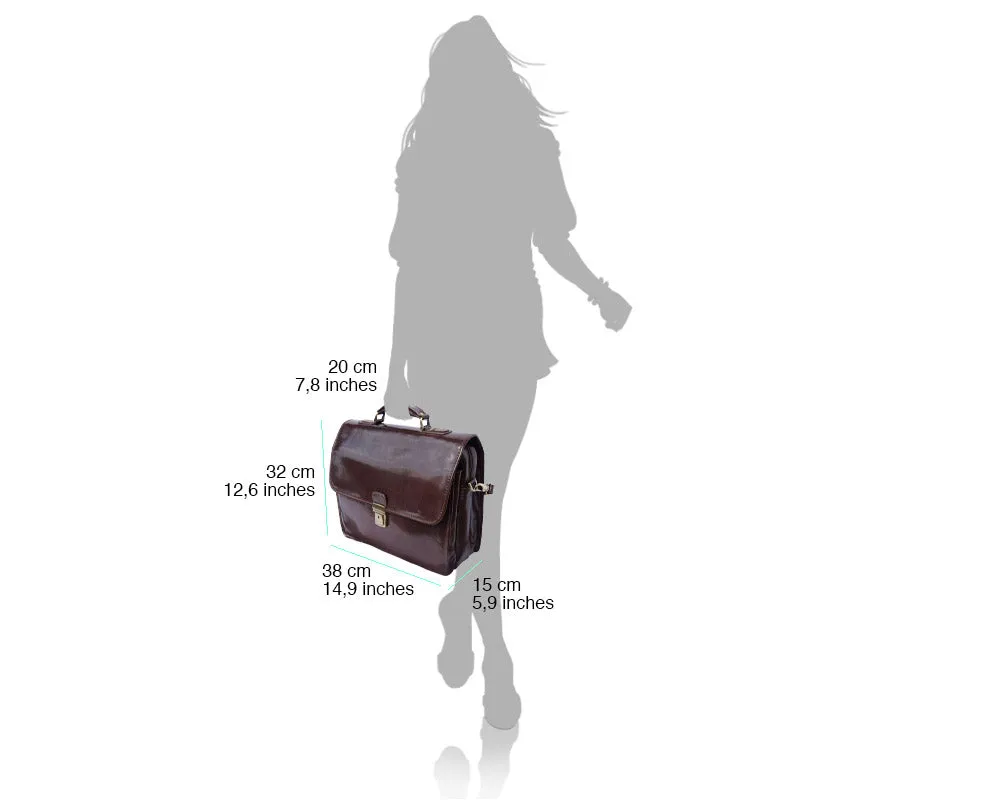 Leather briefcase with Laptop compartment inside