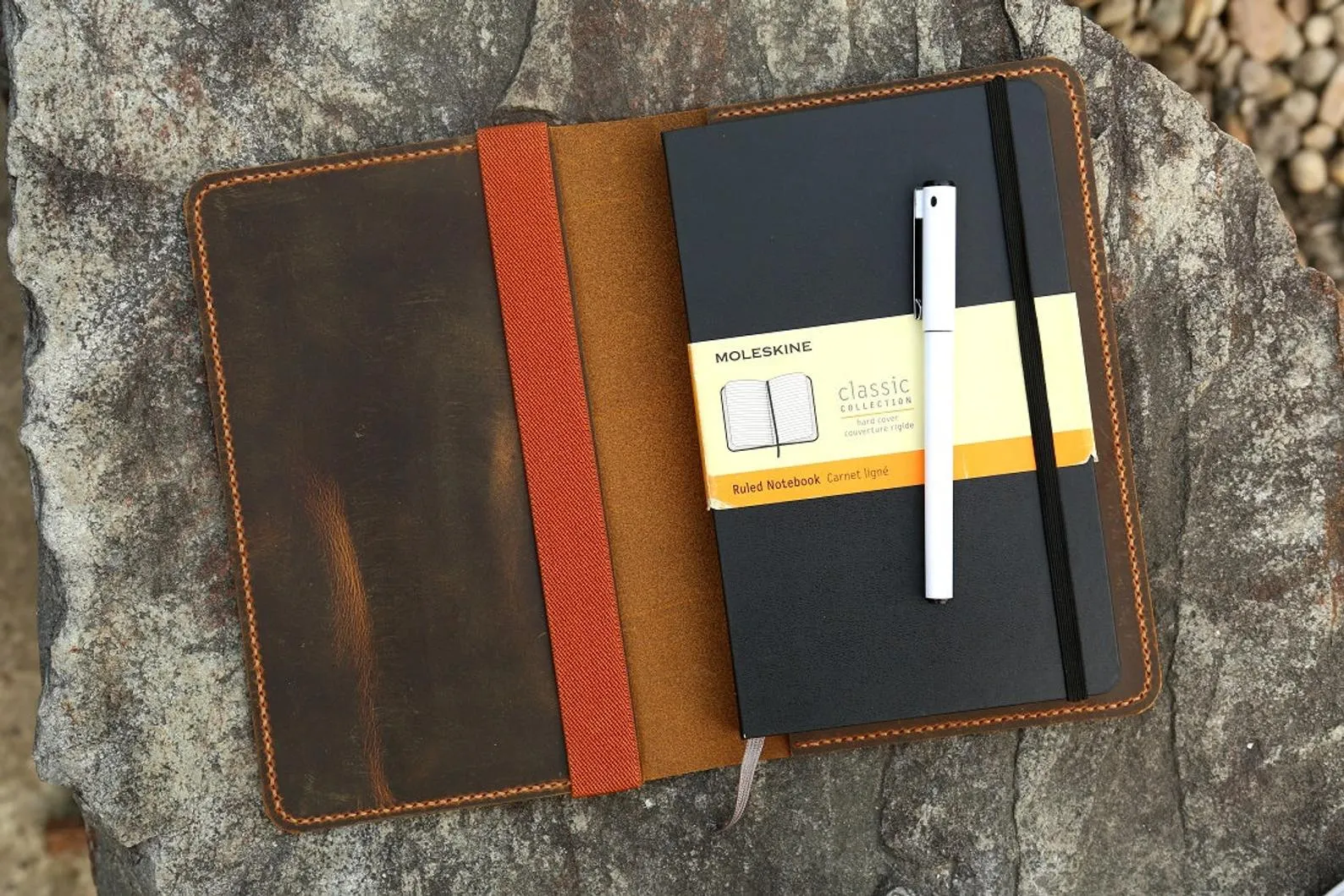 Leather notebook cover for moleskine classic notebook XL size 7.5 x 9.5 inch