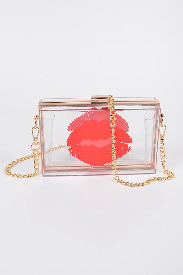 Lip Printed Case Clutch