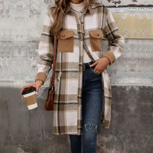 METAVERSMALL New Hot Trade New New European, American Autumn and Winter Women's Clothing  Grinding Plaid Long Jacket Women