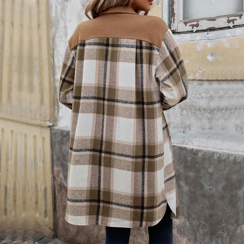 METAVERSMALL New Hot Trade New New European, American Autumn and Winter Women's Clothing  Grinding Plaid Long Jacket Women