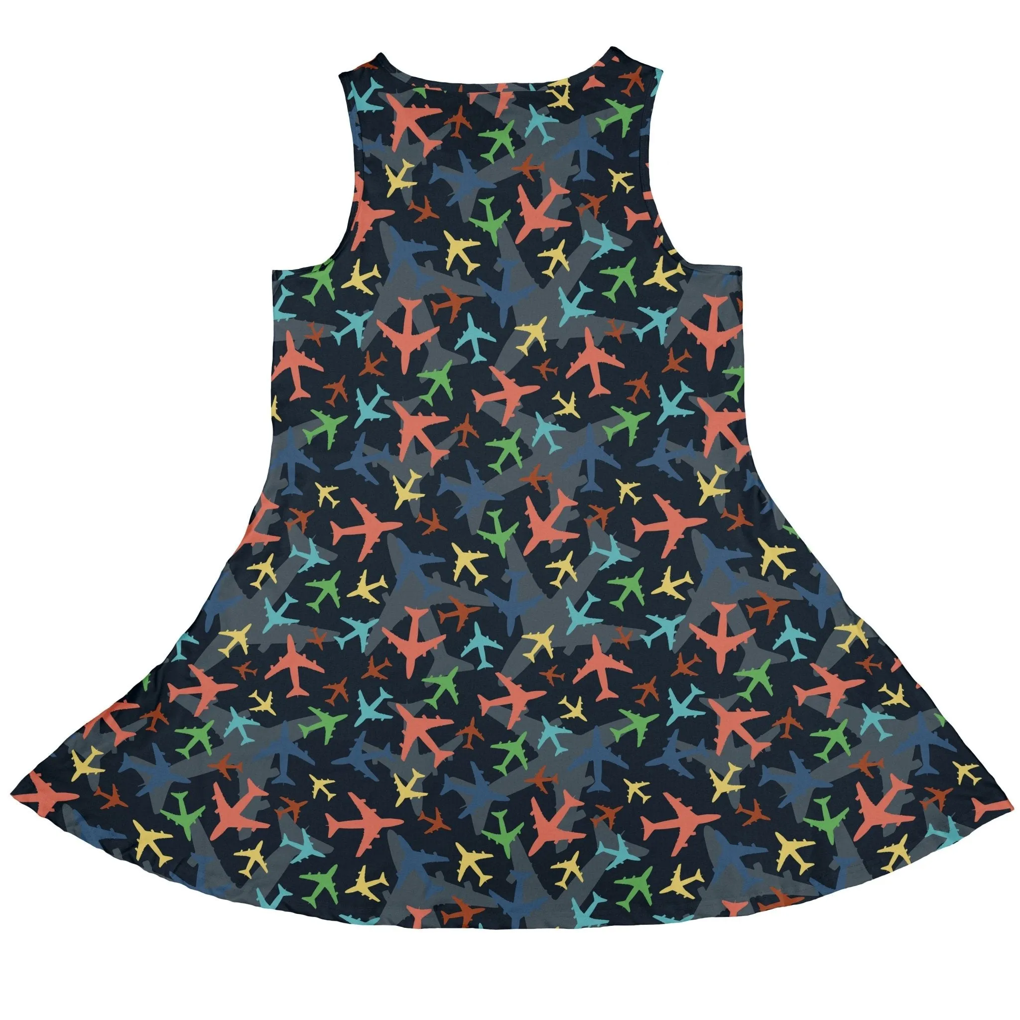 Multi Colored Airplanes On Blue Dress