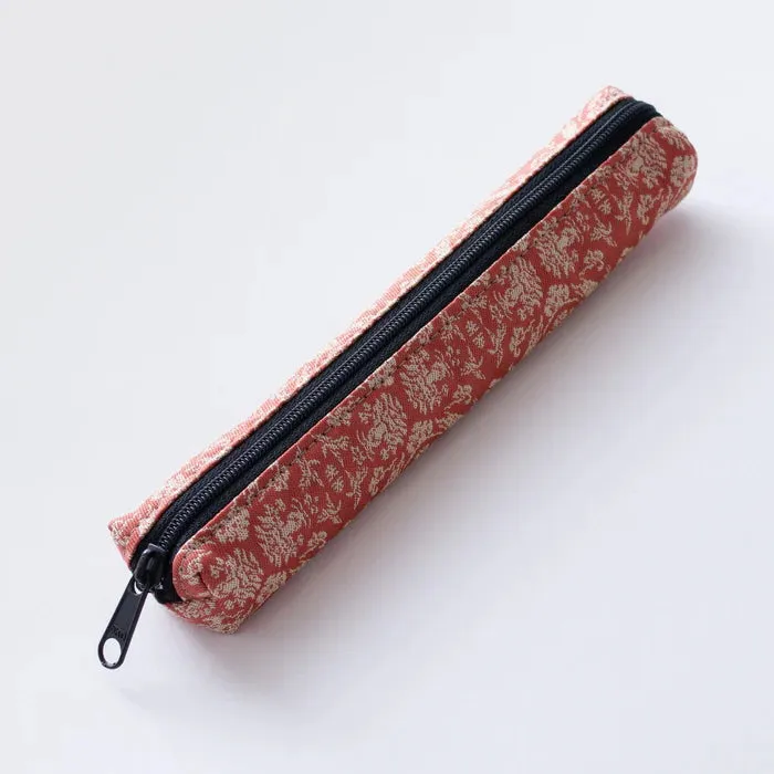 Nishijin-ori Pencil Case - Goats and Flowering Plants Design - ,  Made in Kyoto, Japan,  Japanese traditional craft pen case