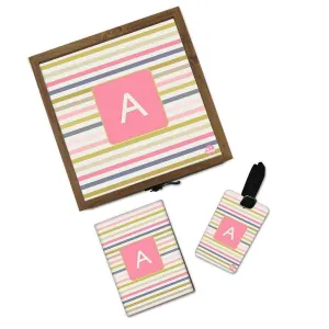 Personalised Passport Holder - Pink Strips