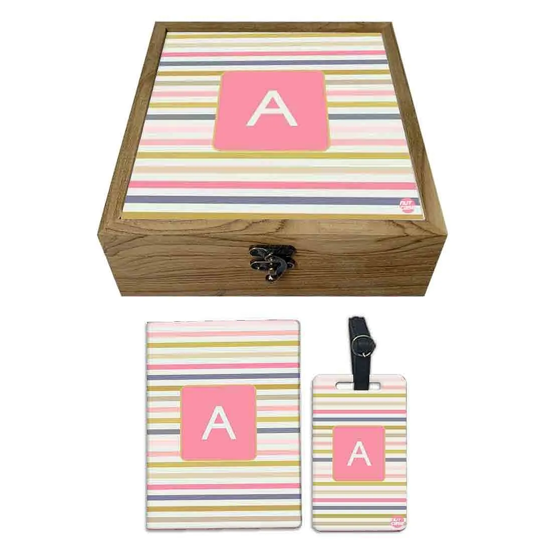 Personalised Passport Holder - Pink Strips