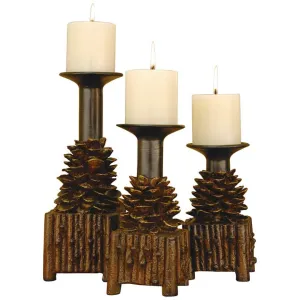 Pinecone Pillar Candle Holder - Set of 3